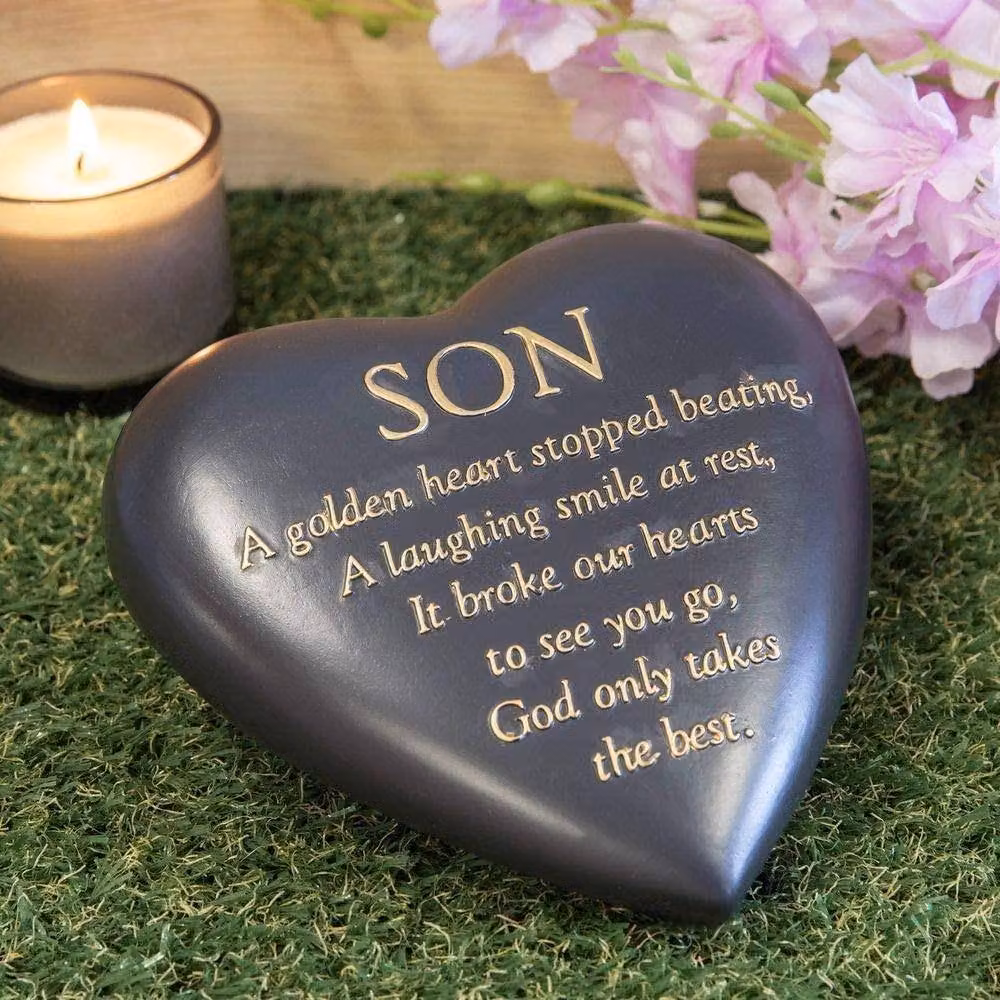 Widdop Black Heart-Shaped Stone Graveside Condolence Plaque – 2