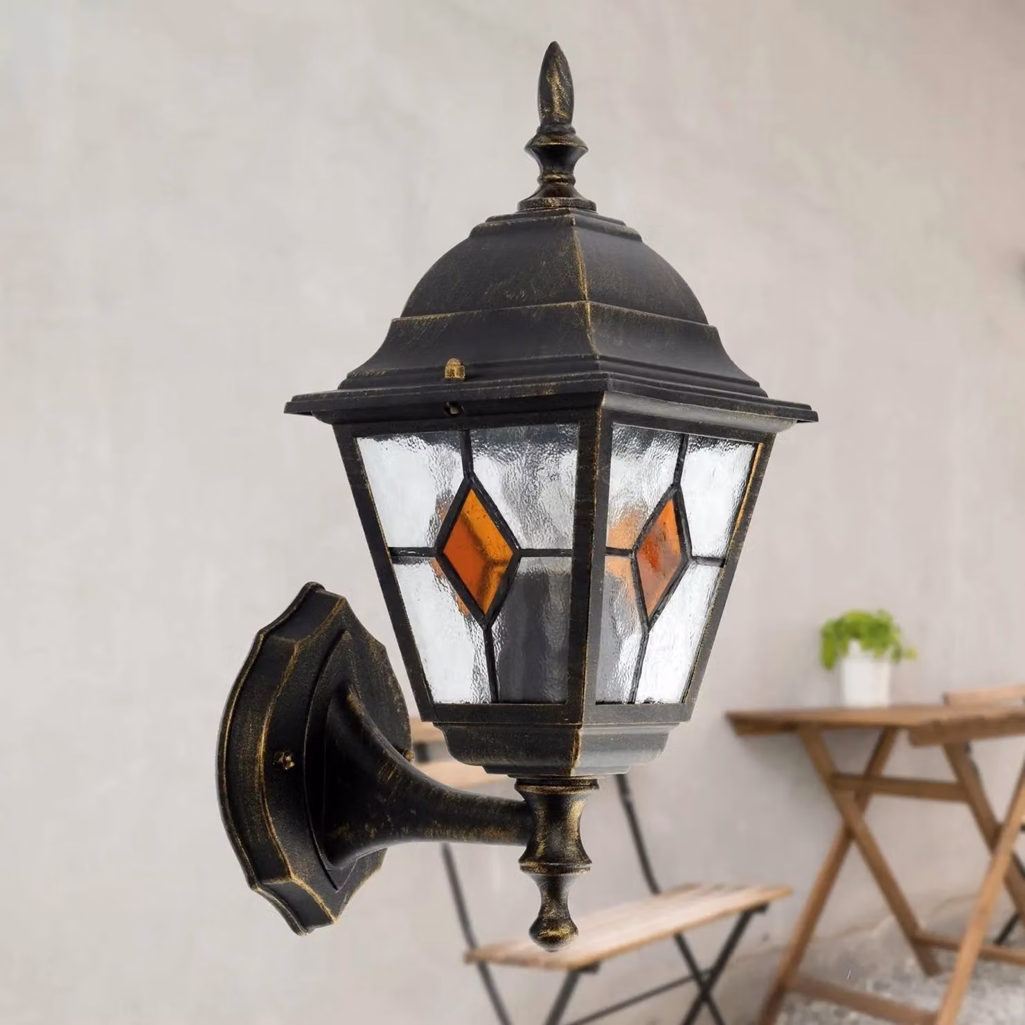 First Choice Lighting Morecambe Black and Gold IP44 LED Outdoor Wall Lantern – 2