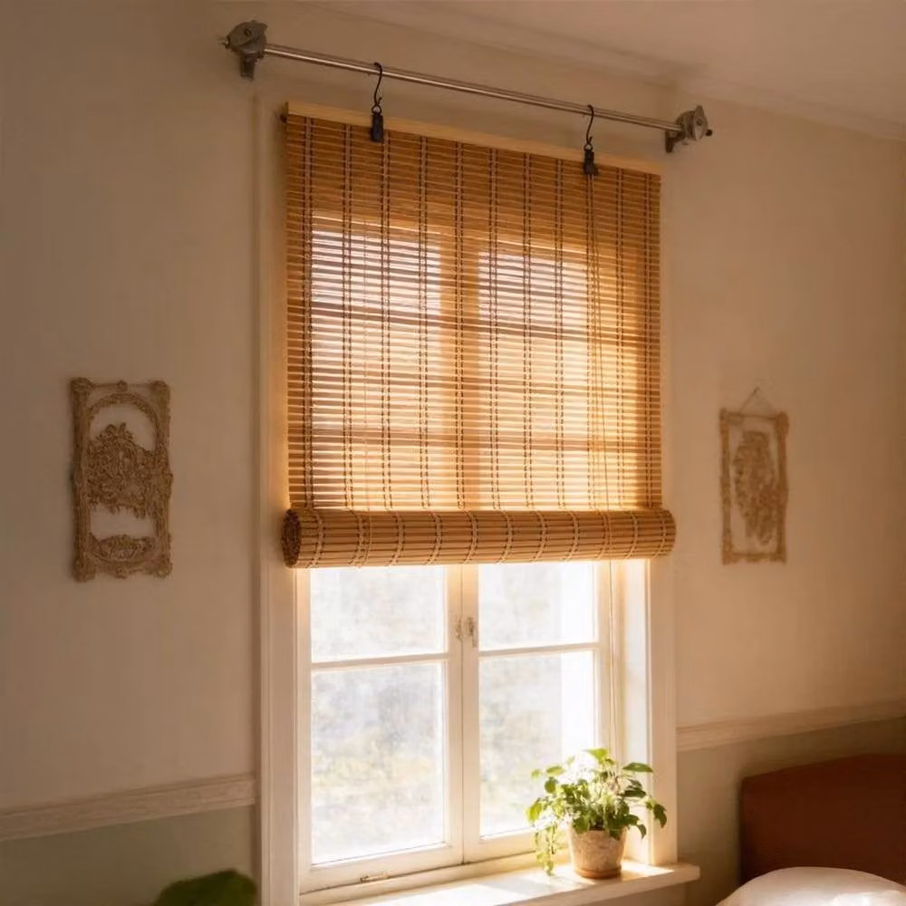 PAWNORA Bamboo Door Curtain in Beige, W: 90 cm, H: 150 cm – 2