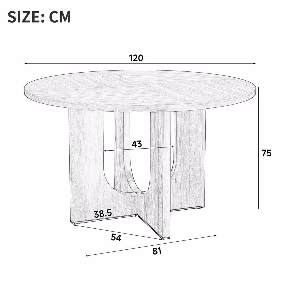 Matteo Round Farmhouse Dining Table in Brown, Diameter: 120 cm – 2