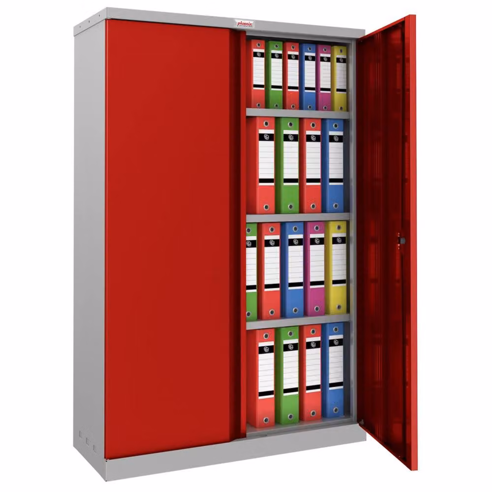 Phoenix Safe Company SCL1491GRE Steel Storage Cupboard in Grey and Red with Electronic Lock, H 140 cm x W 100 cm x D 30 cm – 2