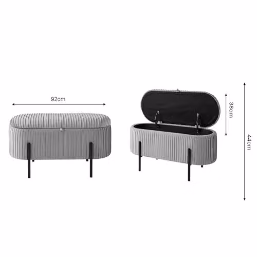 GFW Cairo Small Storage Ottoman in Grey, W/D/H: 92 x 38 x 44 cm – 2