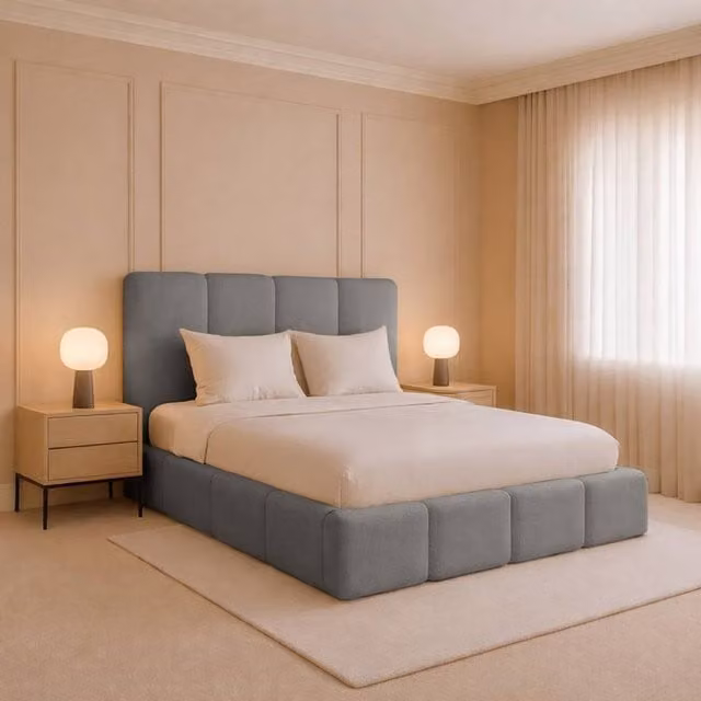 Desire Deco Monaco Plush Velvet Upholstered Bed Frame in Grey, Small Double (W: 120 cm, L: 200 cm)