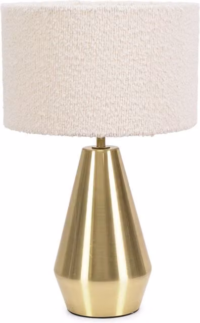 Jax Antique Brass Metal Dimmable Touch Table Lamp with Cream Boucle Shade