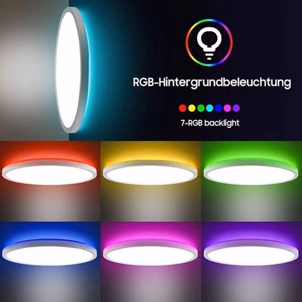 FLAVORA 2pc 24W RGB LED Ceiling Light, Dimmable Flush Mount Lamp in White – 5