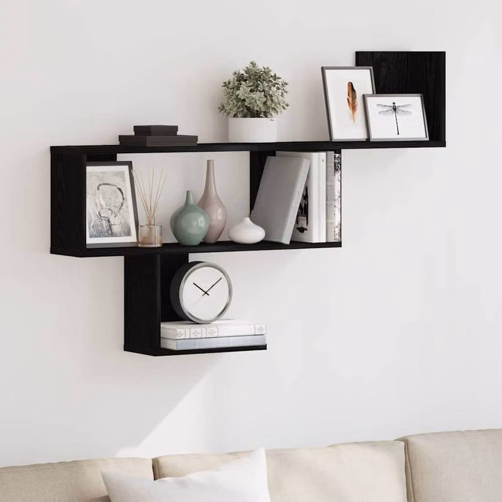 Berkfield Home Wall Mounted Shelf in Black Oak, W/D/H: 100 x 15 x 70 cm – 2