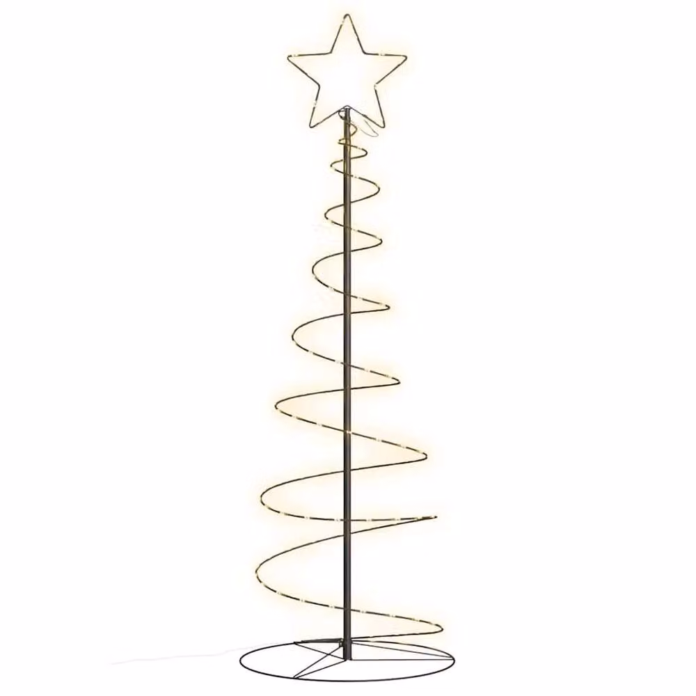 Berkfield Home Christmas Tree Light Cone with 100 Warm White LEDs, Height: 150 cm, Black – 2