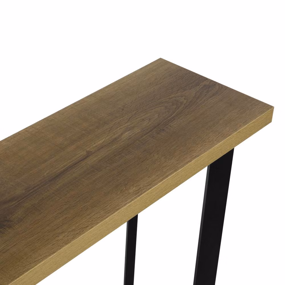 SoBuy Industrial Narrow Console Table in Light Oak and Black Metal – 4