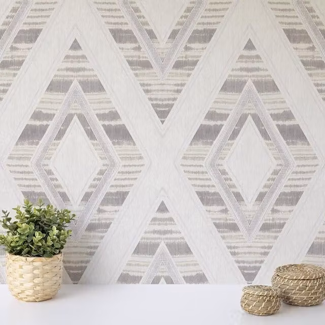 Wallquest Geometric Abstract Modern Paper Wallpaper in Grey, Green, Orange and Petrol
