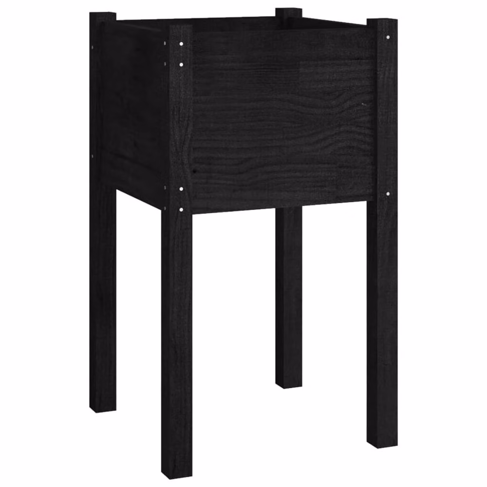 Berkfield Home Durable Garden Planter in Black Solid Pinewood, W/D/H: 40 x 40 x 70 cm – 3