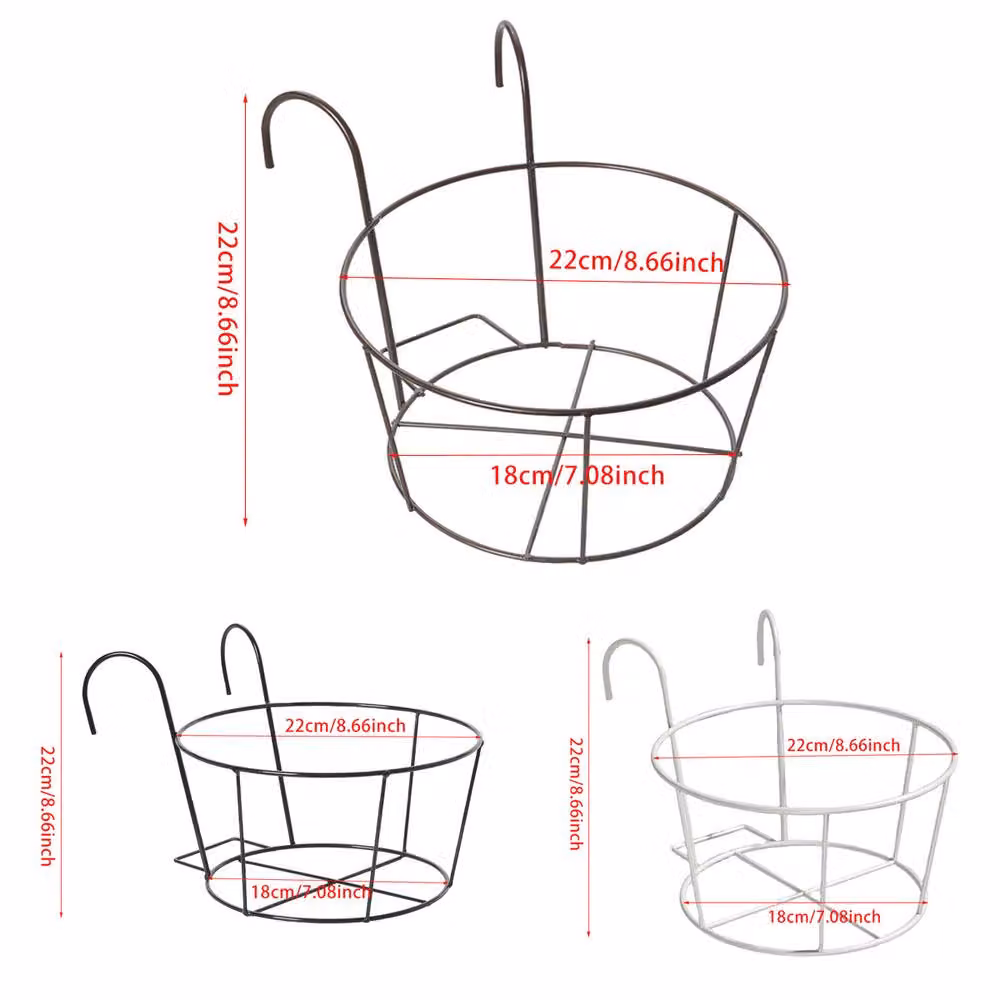 Living and Home White Metal Hanging Plant Pot Stand Holder, Depth: 22 cm – 6