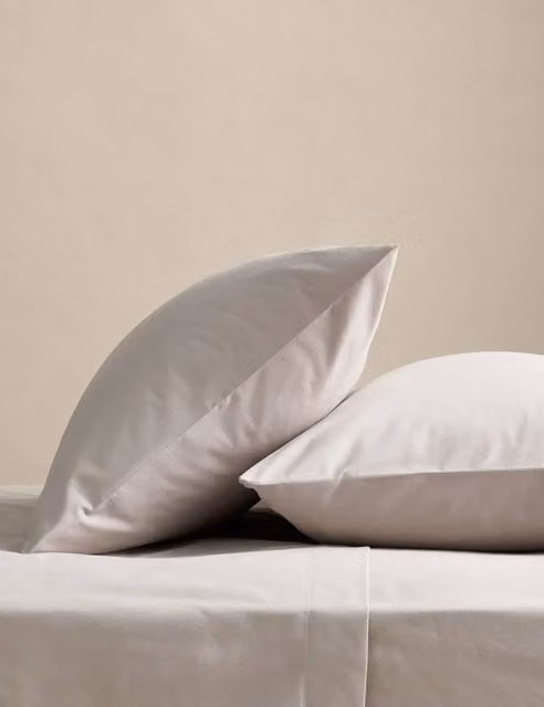 M&S Body Sensor Pure Cotton Pillowcases, 2 Pack, Silver Grey