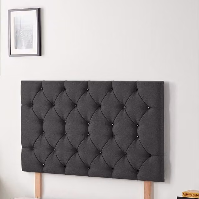 Somnior Beds Ltd Savoy Plush Velvet 32 Inch Divan Headboard in Black, King Size