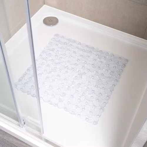 OHS Non-Slip and Mould-Resistant PVC Bath Mat in Clear, 50 x 50 cm