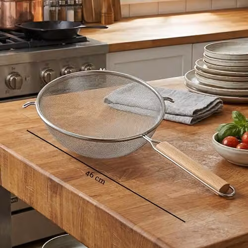 Orsina Fine Mesh Stainless Steel Sieve with Wooden Handle, Silver and Brown, Diameter: 24.5 cm – 2
