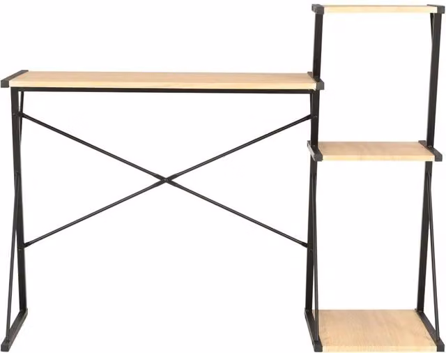 Berkfield Home Modern Writing Desk with Shelf in Black and Oak, W/D/H: 116 x 50 x 93 cm