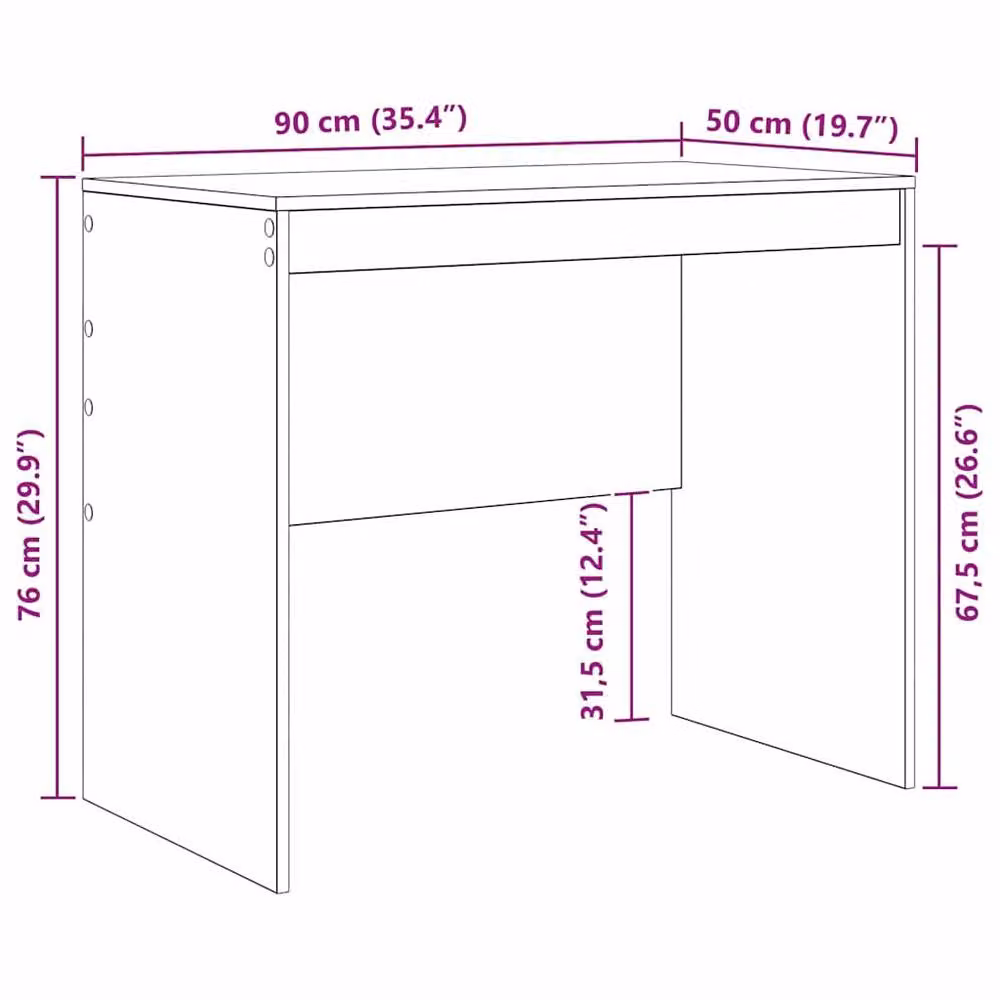 Berkfield Home Black Oak Writing Desk, W/D/H: 90 x 50 x 76 cm – 6