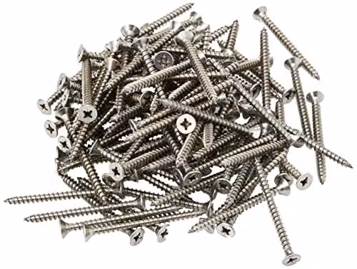 Forgefix Silver Stainless Steel Pozidriv Self-Countersinking Wood Screws, 5.0 x 60 mm, Box of 100 – 1