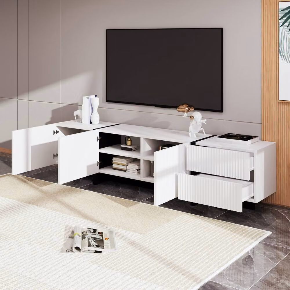 Matteo Modern TV Cabinet with 3 Doors and 2 Drawers in Black and White – 5