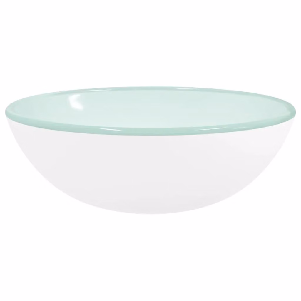 Berkfield Home White Tempered Glass Basin W: 35 cm, H: 12 cm, D: 12 cm – 2