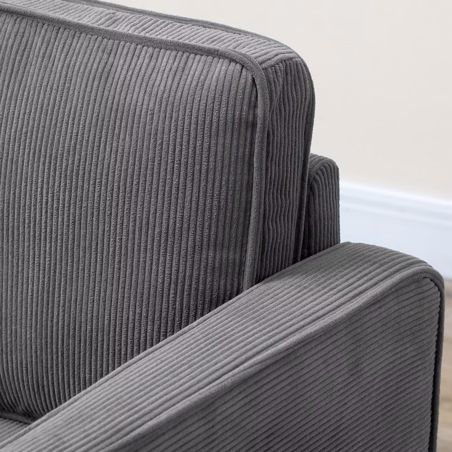 HOMCOM Small Two-Seater Corduroy Sofa in Grey with Solid Wood Frame and Removable Covers – 6