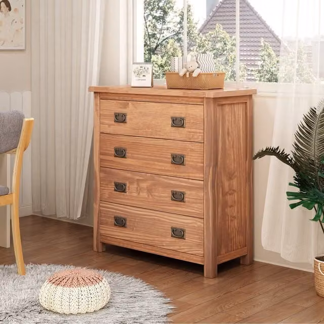 Cabinet Bits Padua 4 Drawer Chest of Drawers in Brown with Antique Brass Handles