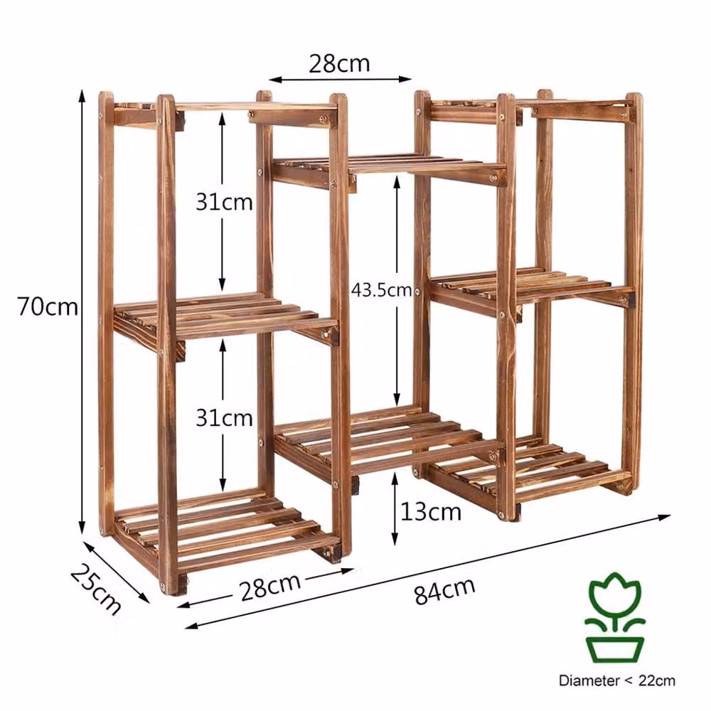 Havendro Rustic Vintage Pine Wood Plant Stand in Brown and Sand, W/D/H: 25 x 25 x 70 cm – 2