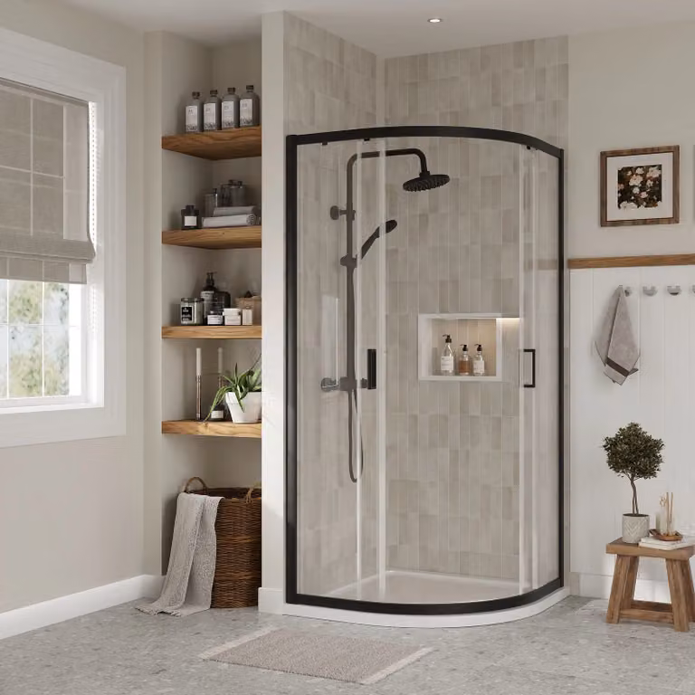 Balterley Quadrant Corner Shower Enclosure with 6mm Toughened Safety Glass, Black, W: 900 mm, H: 1850 mm