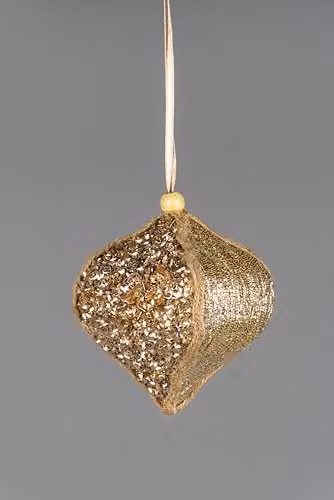 Shatchi 3-Piece Gold Sequin Bauble Hanging Christmas Tree Pendants, Diameter: 10.5 cm – 2