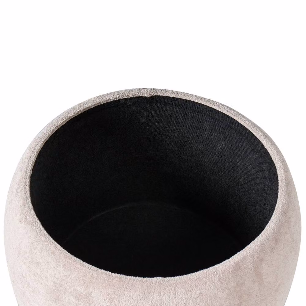 Wyld and Coco Teddy Pouffe Light Beige Boucle Round Storage Footstool and Side Table – 3