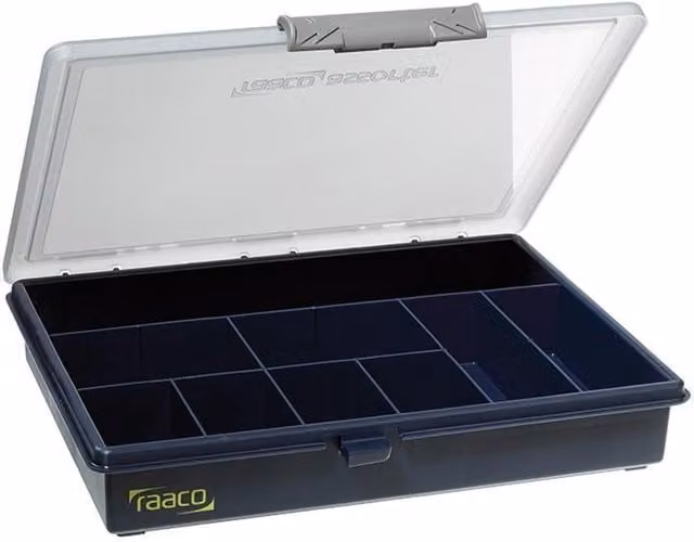 Raaco A5 Profi Service Case Assorter with 9 Fixed Compartments in Blue and Multicolour Plastic – 1