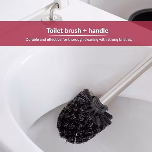 Novel Solutions Innoteck Essentials 3-Pack Toilet Brush Set with Black Heads and Stainless Steel Handles – 3