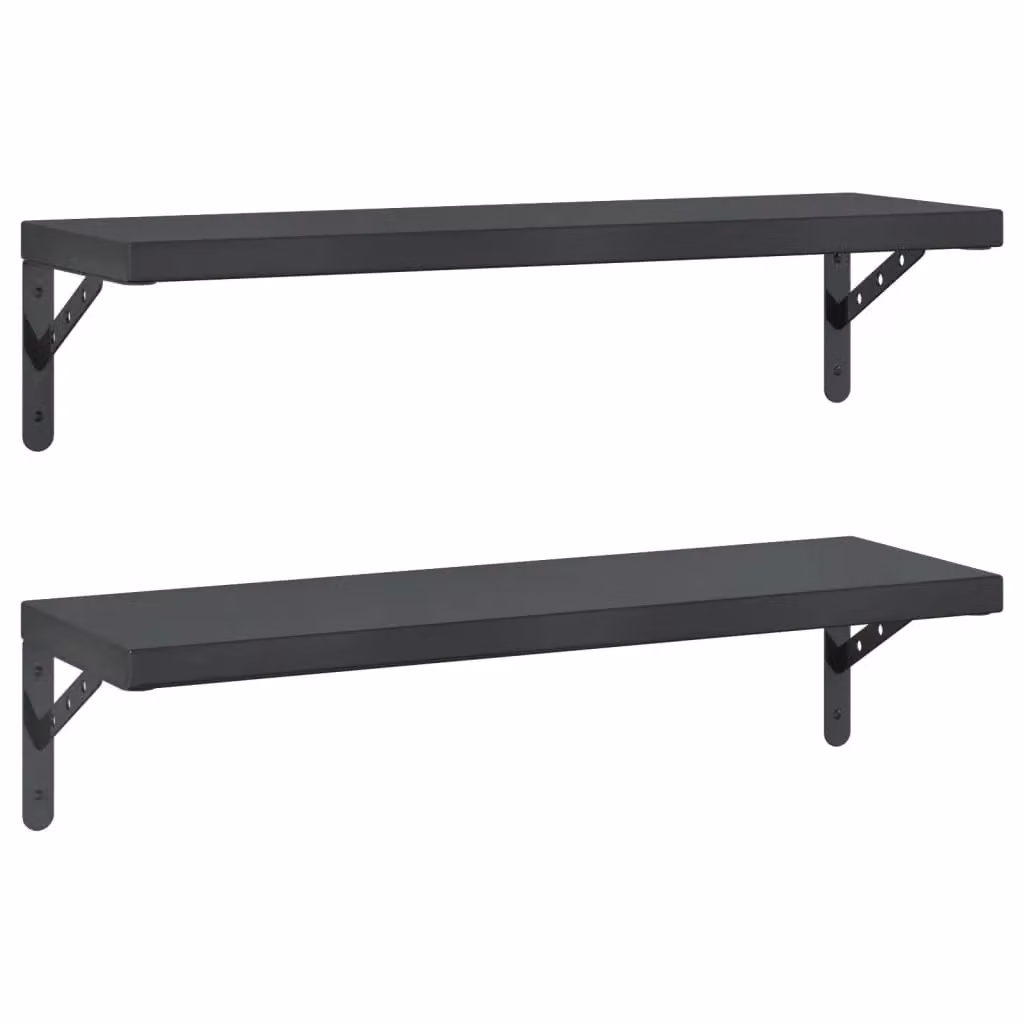 Berkfield Home Wall Mounted Shelves, 2 Pack, Black Matt Stainless Steel, W: 75 cm, D: 23.5 cm – 2