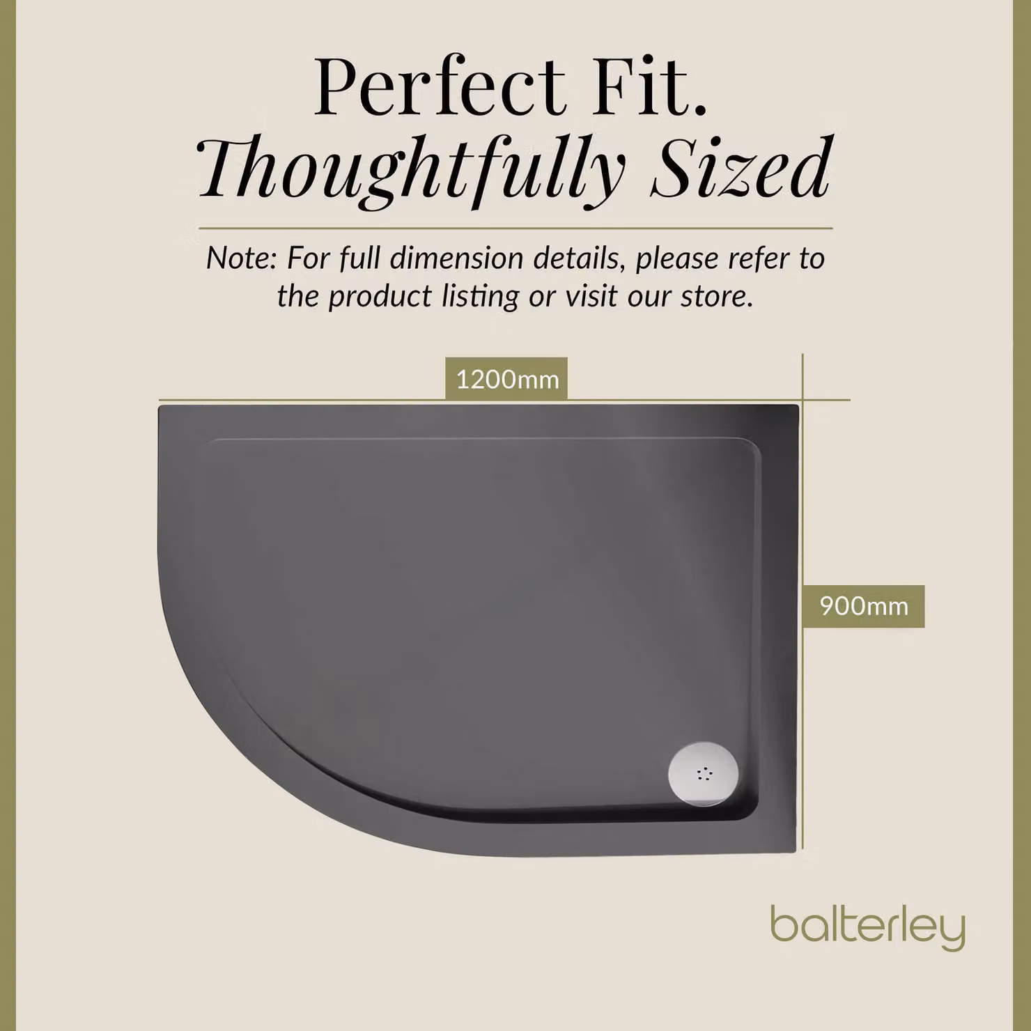 Balterley Premium Left Hand Offset Quadrant Corner Shower Tray in Grey – 5