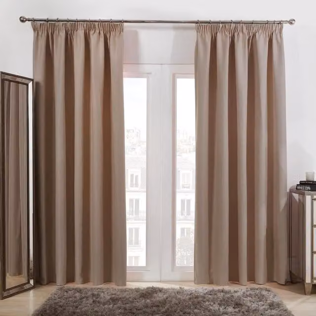 Dreamscene Yellow Pencil Pleat Blackout Thermal Curtains, Pair