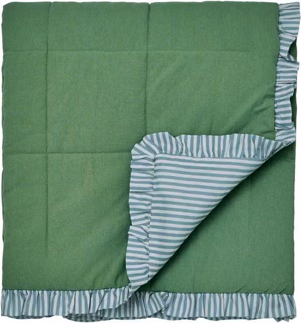 Joules Come Rain Or Shine Striped Cotton Throw in Multicolour and Green