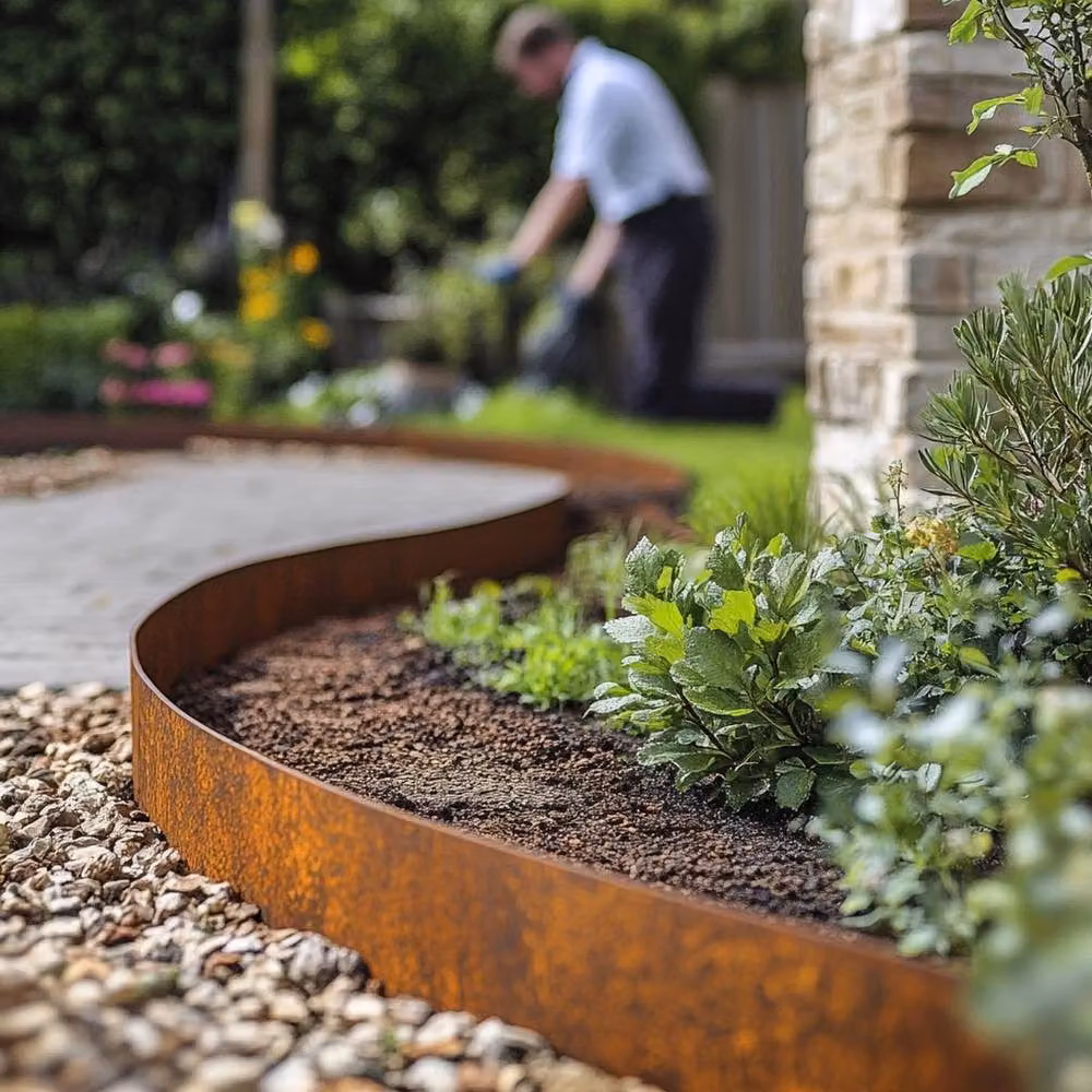 FLAVORA Flexible Metal Garden Border Roll in Terracotta, 100 x 100 cm – 4
