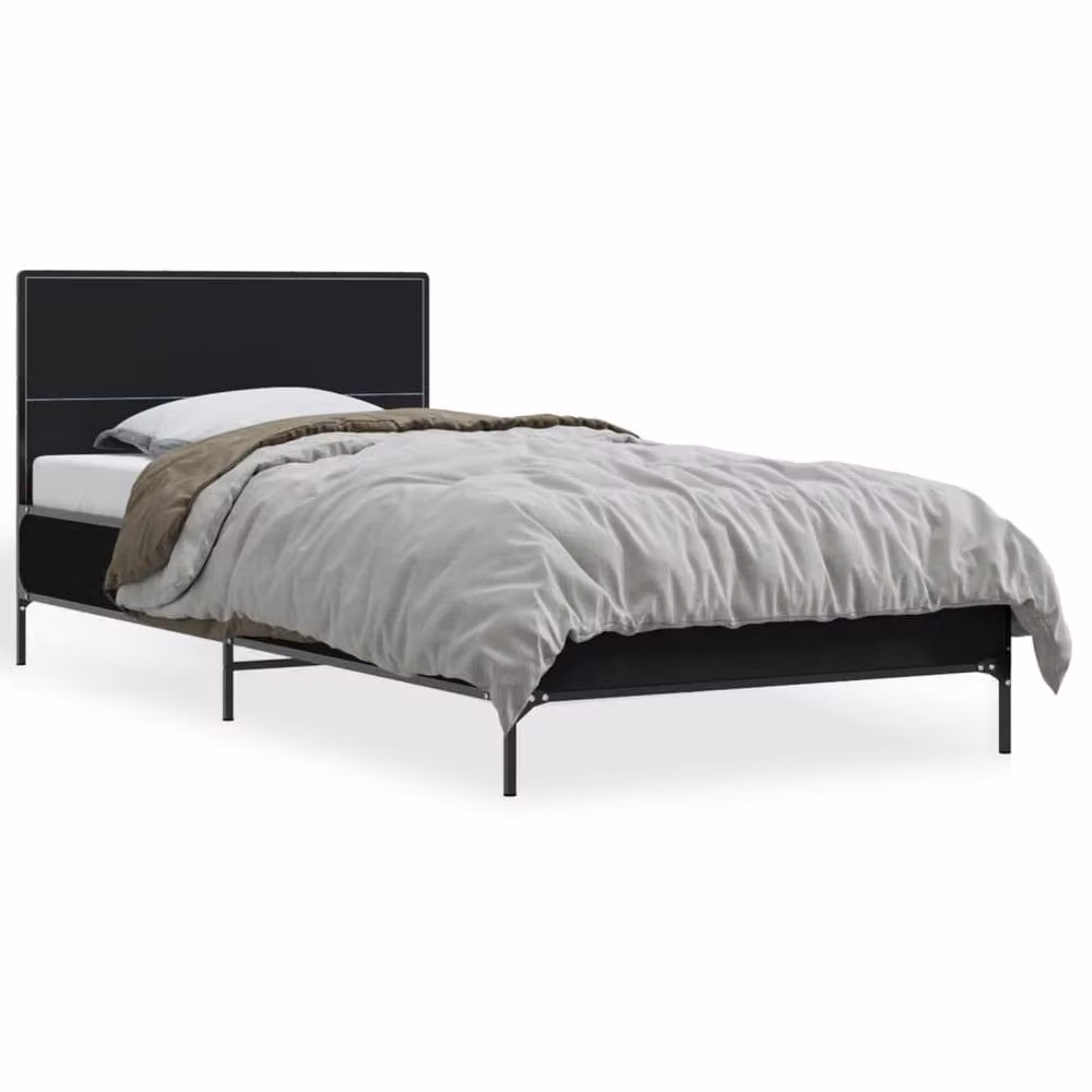 Berkfield Home Durable Single Bed Frame in Black, W/D/H: 90 x 190 cm – 3