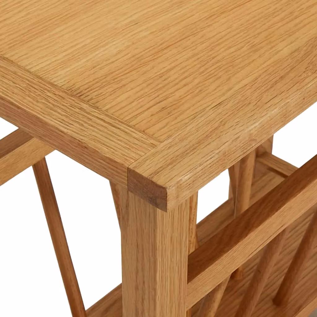Berkfield Home Magazine Table in Brown Solid Oak Wood, W: 45 cm, D: 27 cm, H: 42 cm – 3
