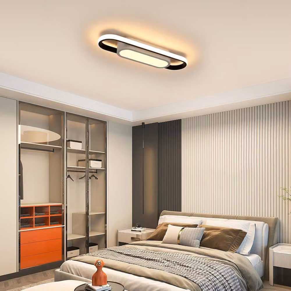 Goeco Modern Rectangular LED Ceiling Light, 30W, Warm White, Black – 2