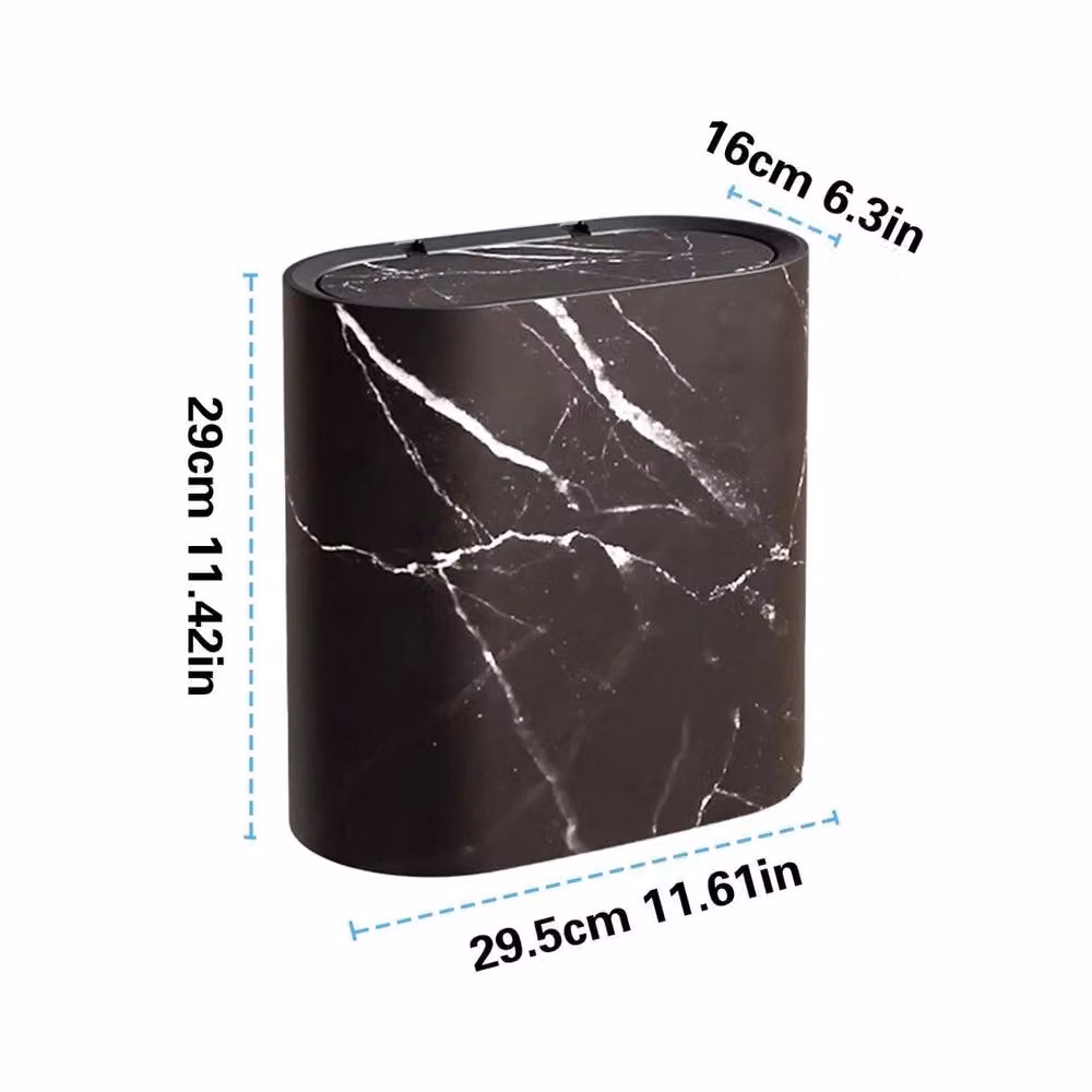Ventryn Black Narrow Countertop Waste Basket with Flip Lid – 2