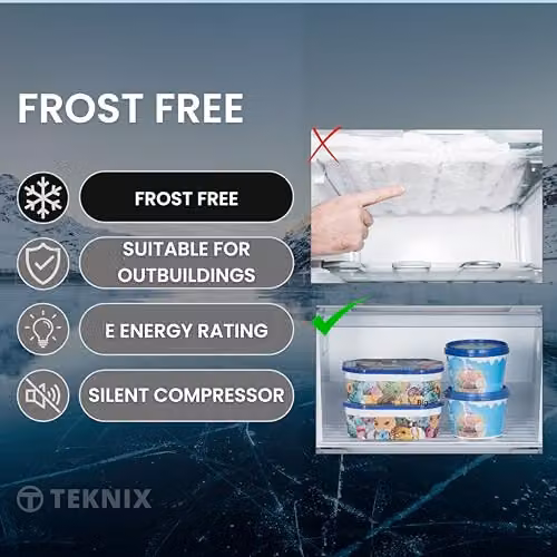 Teknix TFF1715W White Freestanding Upright Tall Freezer with 204L Capacity, Frost Free and Reversible Door, H171.0 x W55.0 x D60.0 cm – 3