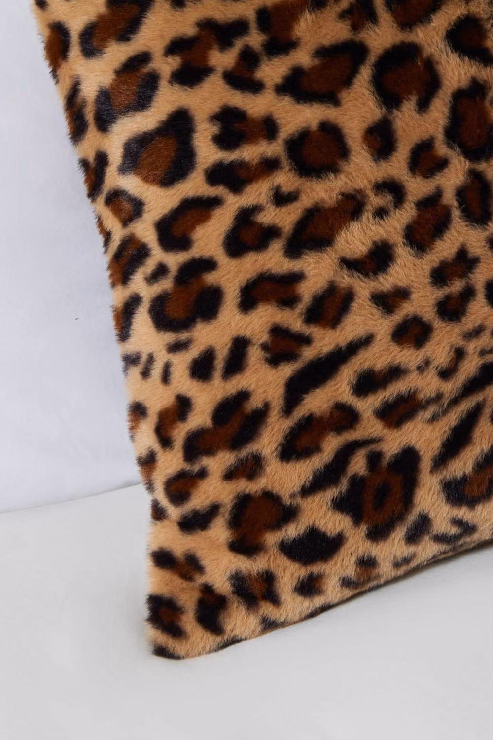 BHS Brown Leopard Print Fleece Square Cushion W/D/H: 45 x 45 x 45 cm – 2