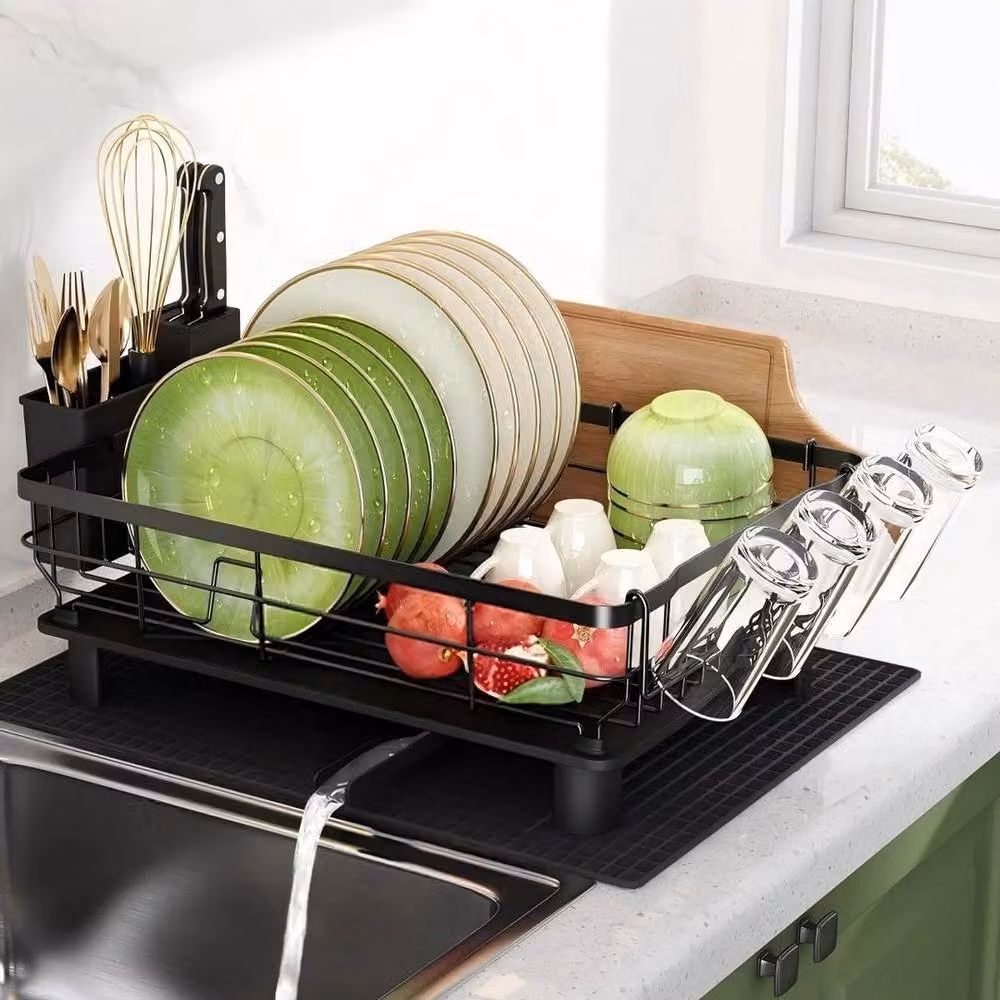 Havendro Dish Drainer Rack with Cutlery and Cup Holder in Black – 3