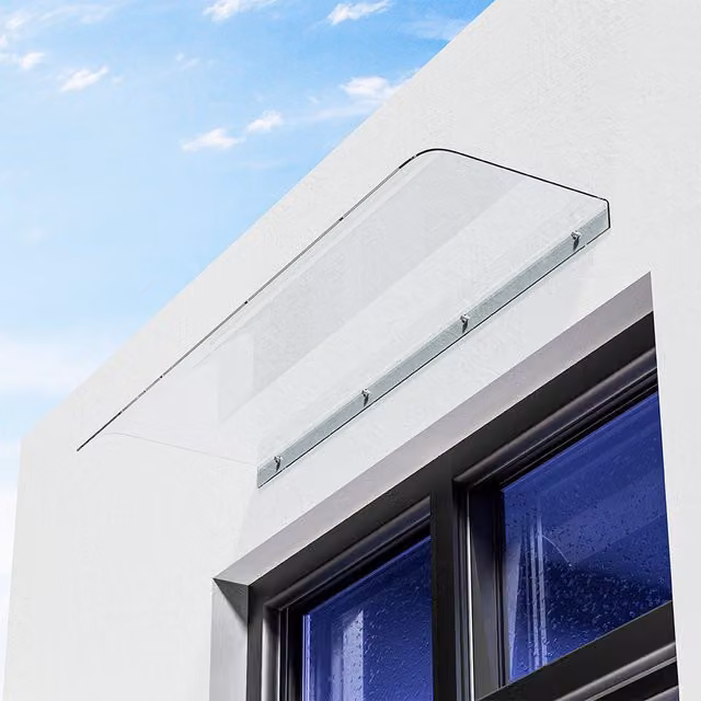 Breeins Transparent Window and Door Awning Canopy in White, W/D/H: 50 x 50 x 50 cm
