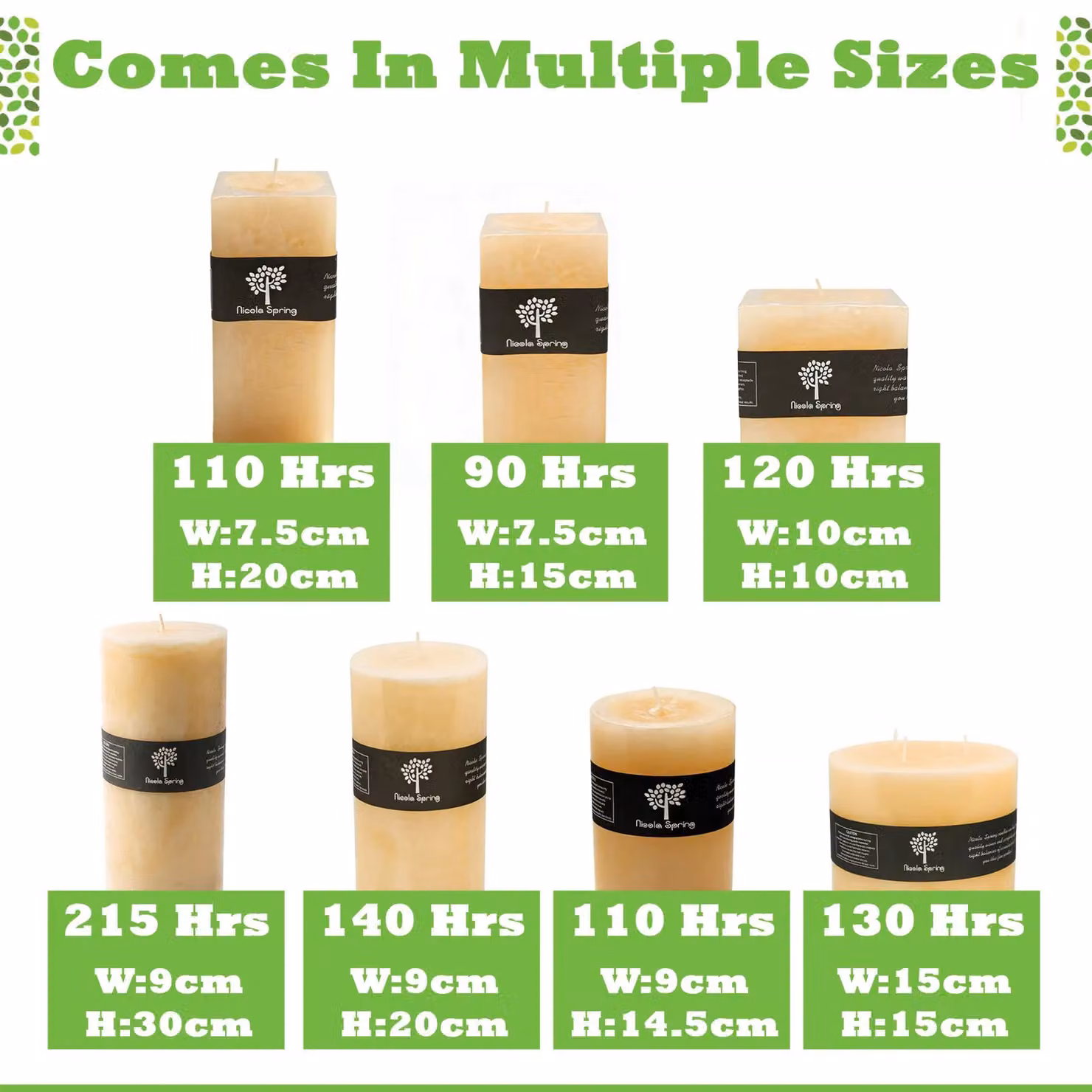 Nicola Spring Round 3 Wick Vanilla Pillar Candles, Pack of 3, Beige – 6