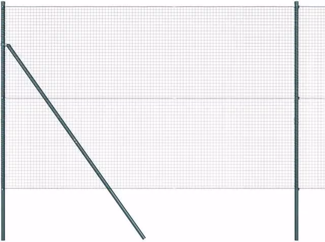 Berkfield Home Green Powder-Coated Steel Round Mesh Fence Post Set of 2