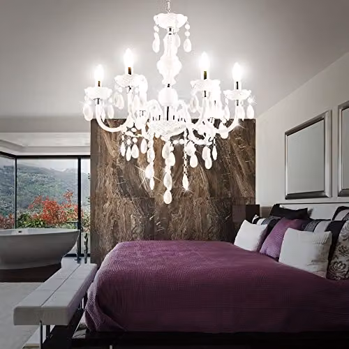Globo Lighting Cuimbra I Acrylic Suspended Ceiling Light in White with 6 x E14 Sockets – 5