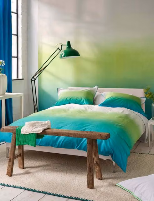 Designers Guild Savoie Cotton Percale Bedding Set, Green Mix, W: 140 cm, L: 200 cm