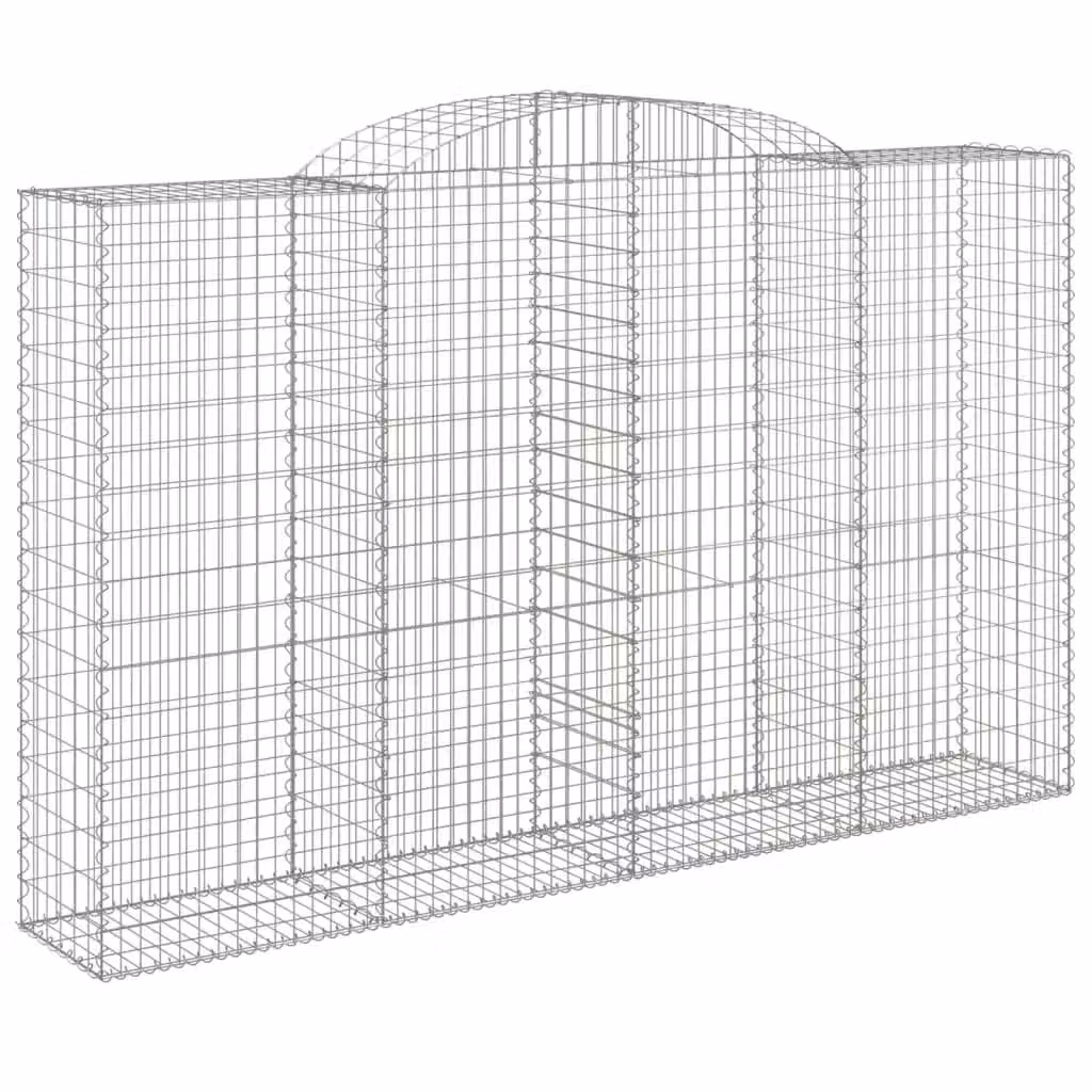 Berkfield Home Arched Gabion Basket in Silver Galvanised Steel, W: 300 cm, D: 50 cm, H: 180-200 cm – 2